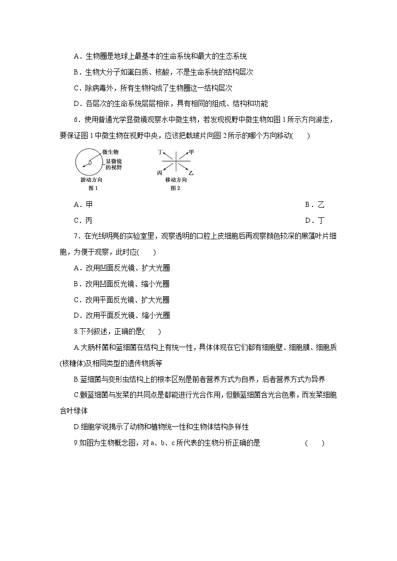 高中生物第一册 第01章 走进细胞（B卷）（无答案）第2页