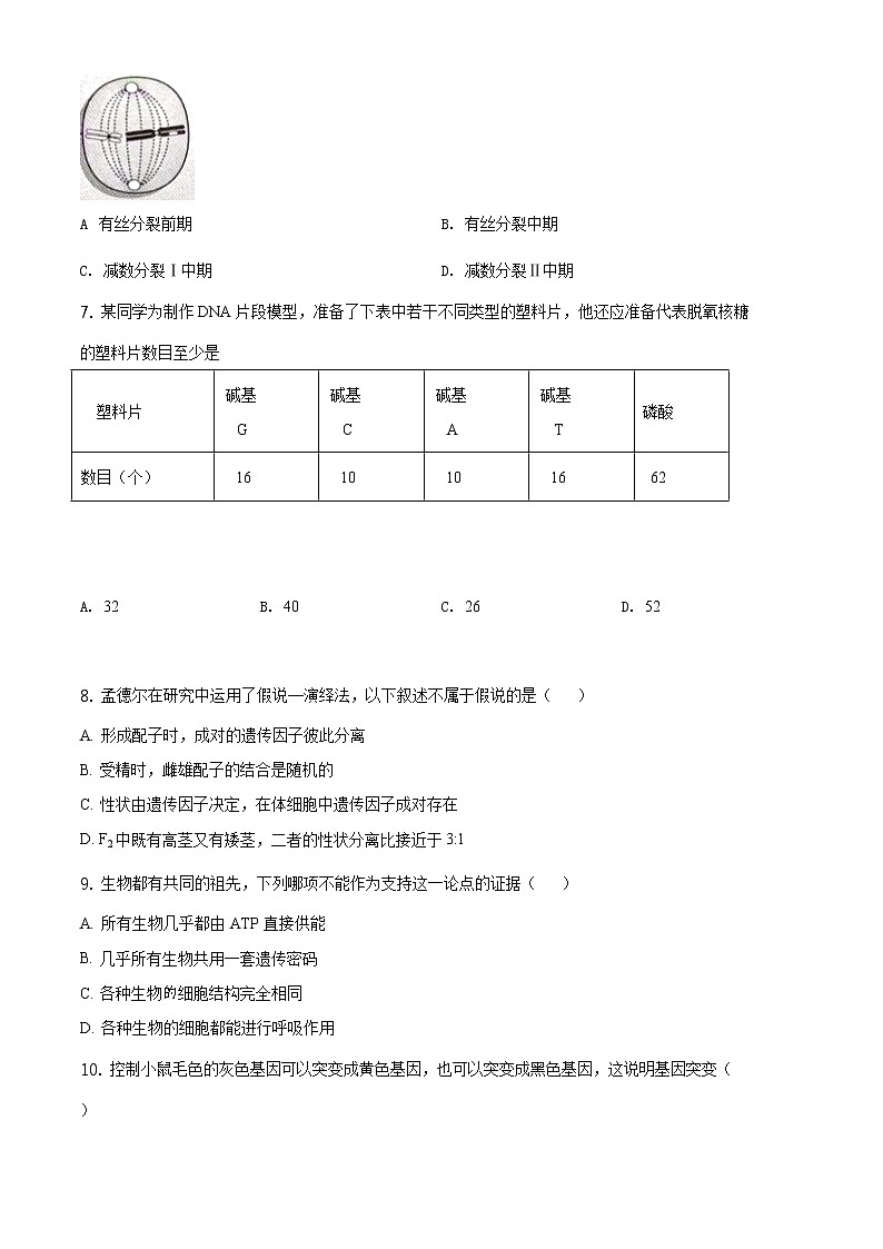 高中生物第二册 精品解析 辽宁省大连市旅顺口区2019-2020学年高一下学期期末生物试题（无答案）第2页