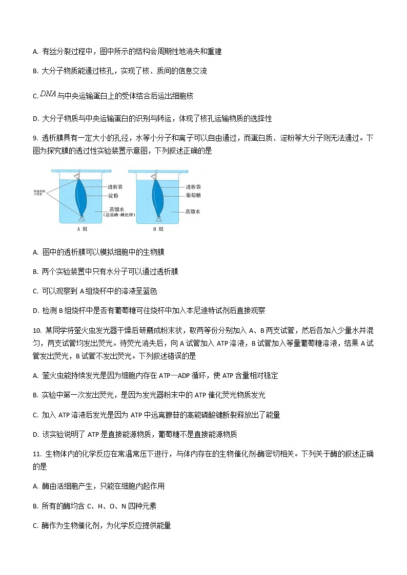 浙江省衢州市2022-2023学年高一上学期期末生物试题含答案03