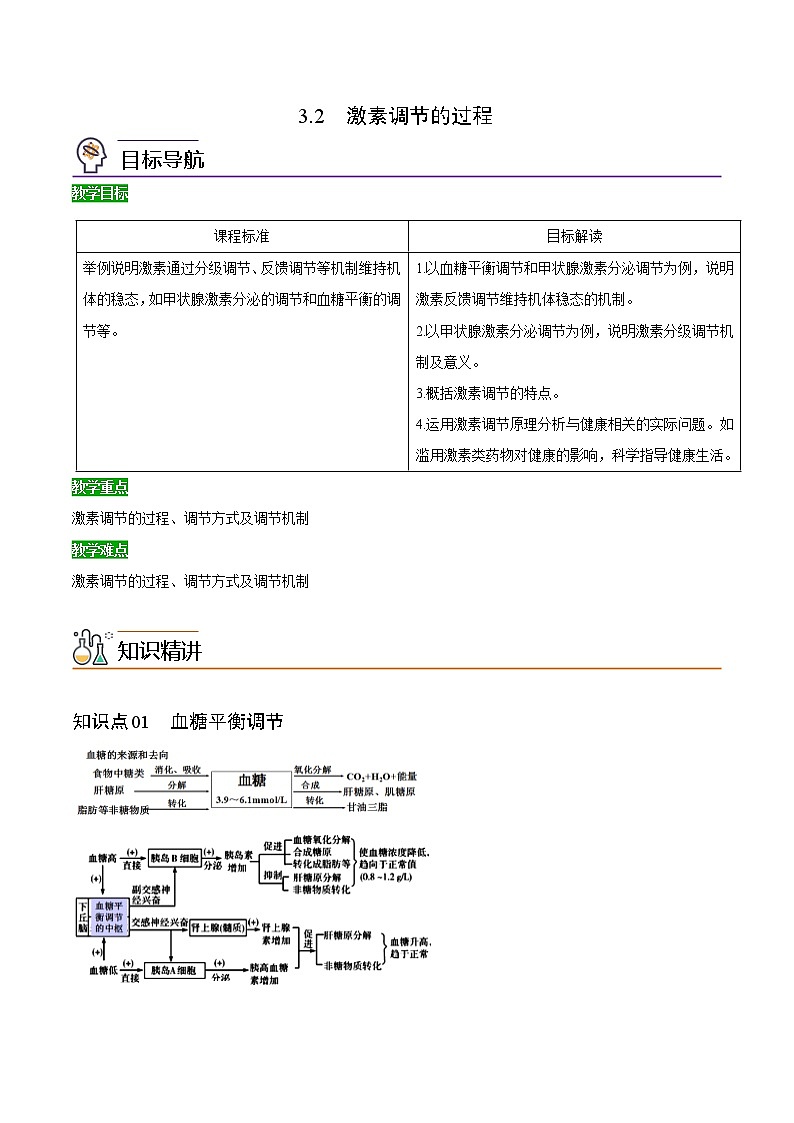 3.2 激素调节的过程（教师版）-高二生物同步精品讲义（人教版2019选择性必修1）01