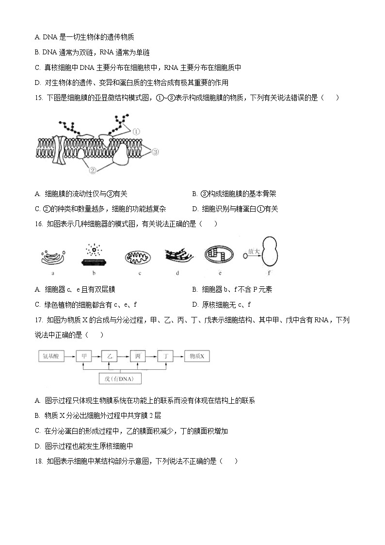 2023省哈尔滨高一上学期期末生物试题含答案03