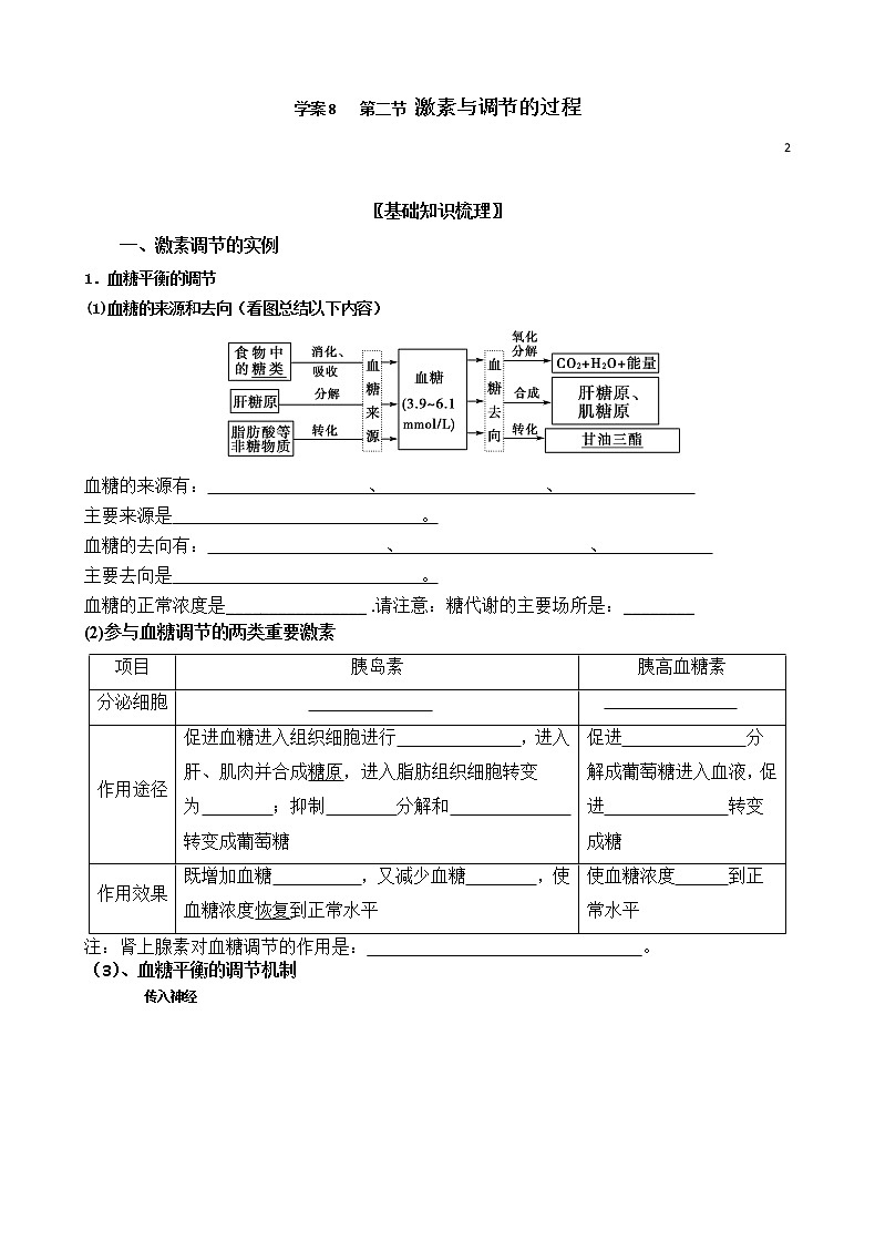 高中生物选择性必修一   1 3 2 激素调节的过程 学案（含习题答案）第1页