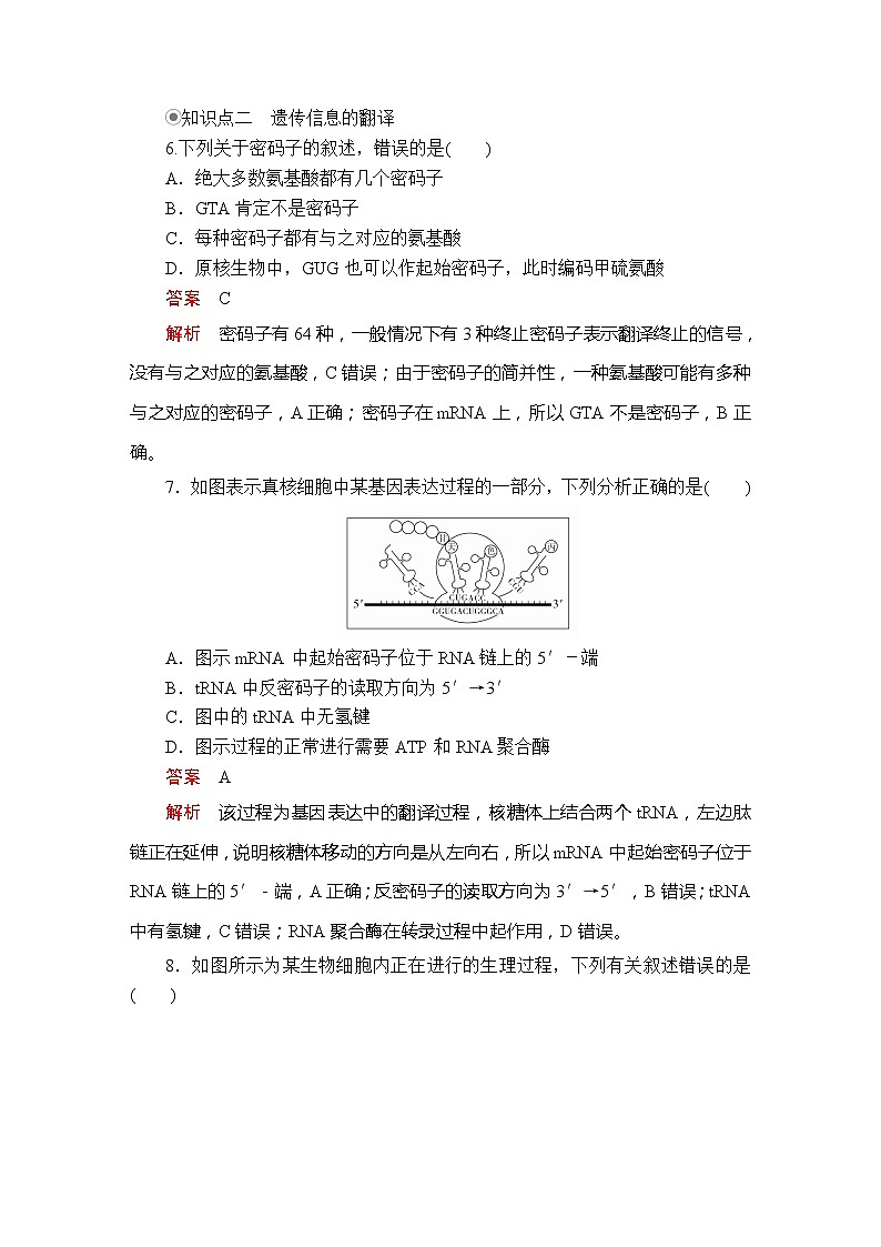 高中生物第二册 第4章  第1节基因指导蛋白质的合成课时精练第3页