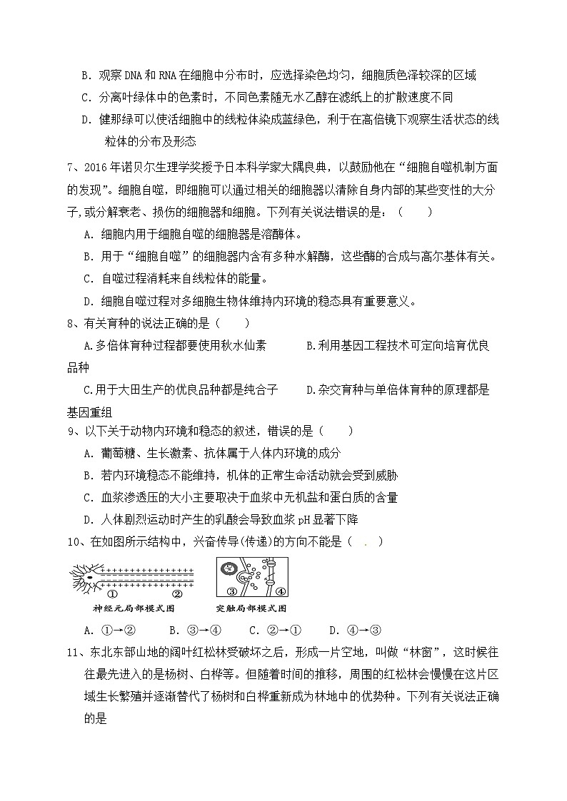 黑龙江省X市X中学202X年上学期高三期末考试《生物》试卷02