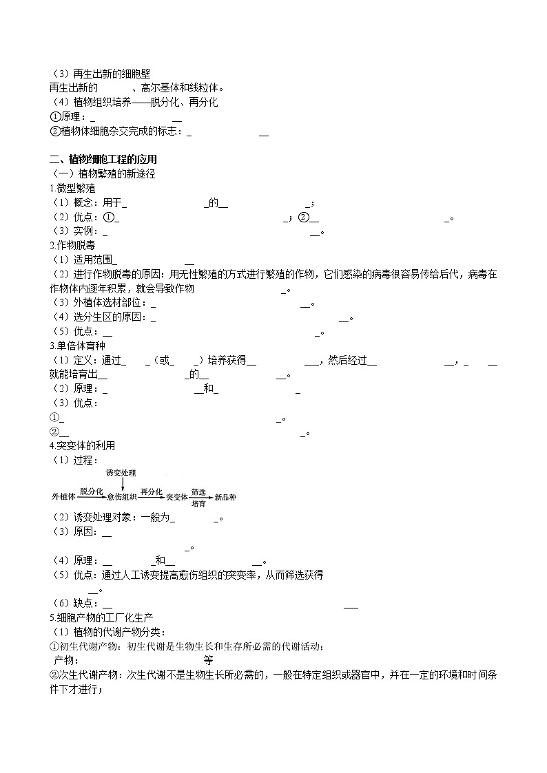 第二章  细胞工程-【必背知识】2021-2022学年高二生物章节知识清单（人教版2019选择性必修3）（填空版）第3页