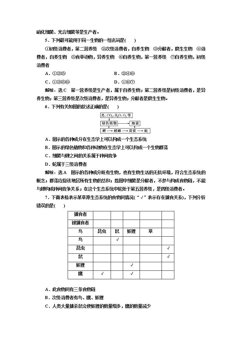 第三章 第一节 生态系统的结构 试卷02
