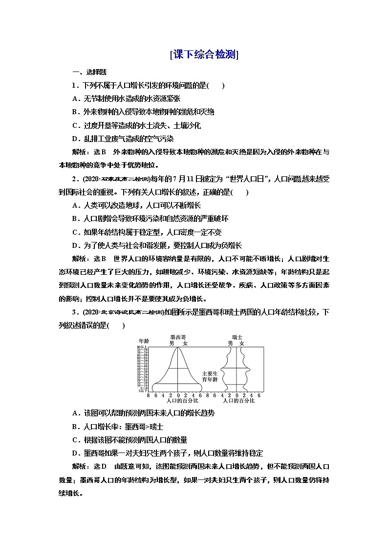 第四章 第一节 人类活动对生态环境的影响 试卷01