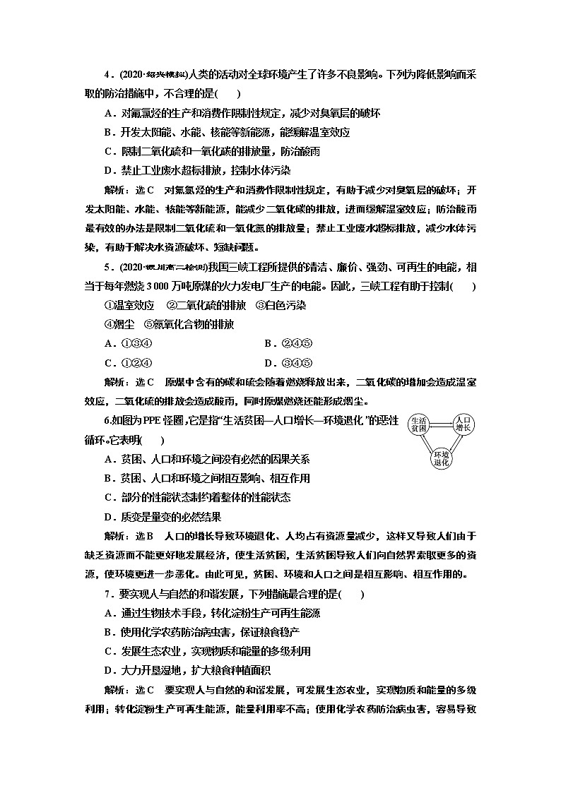 第四章 第一节 人类活动对生态环境的影响 试卷02