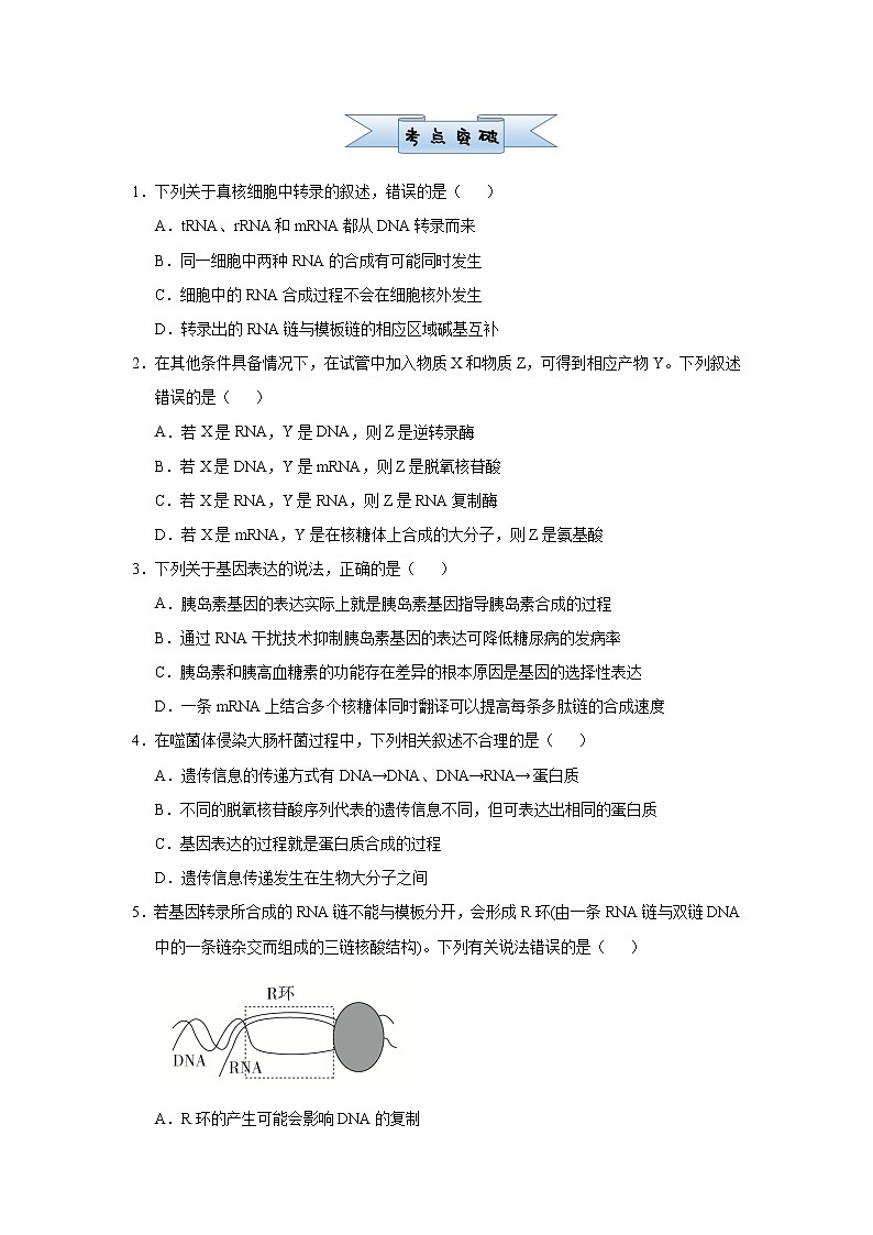 高中生物高考 2021届小题必练13  遗传信息的表达 学生版第2页