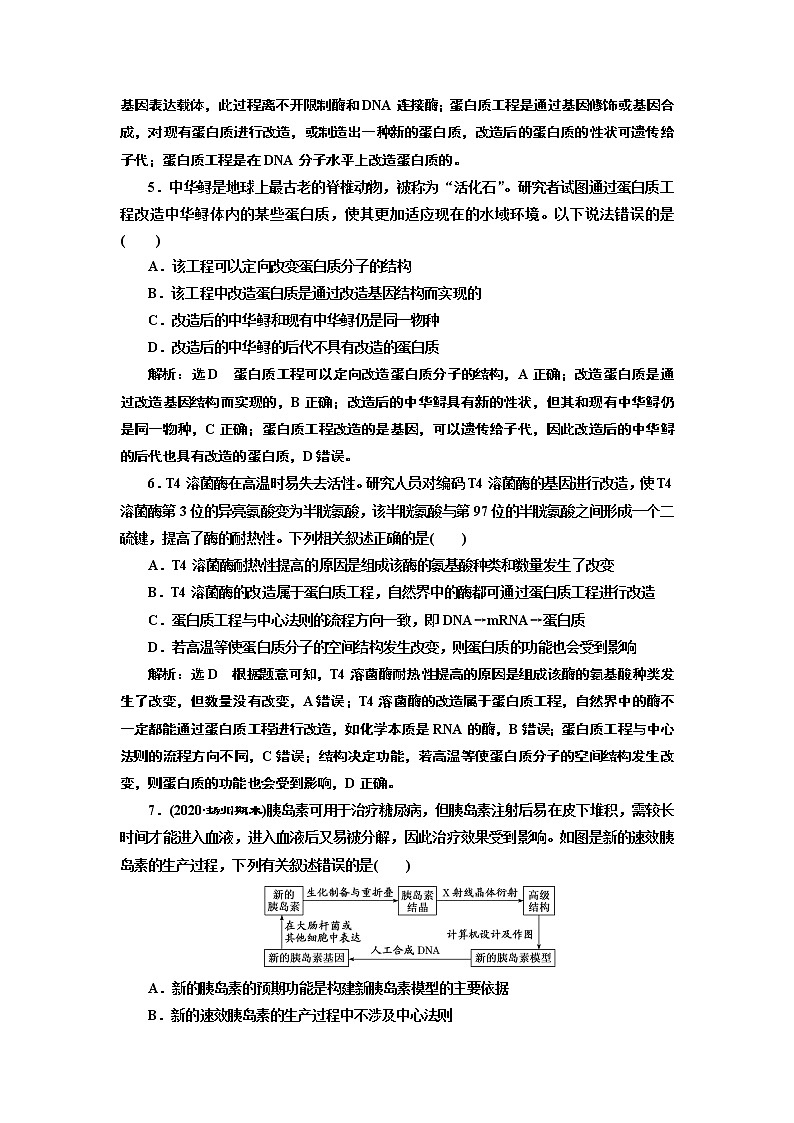 课时跟踪检测（十五）  蛋白质工程的原理和应用02