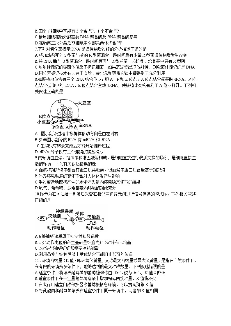 河北省2023届高三下学期第一次高考模拟考试  生物  Word版含解析02