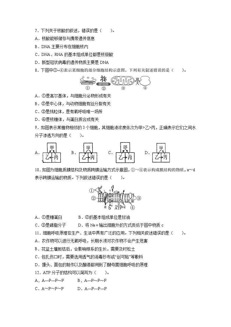 2022年6月福建省普通高中学业水平考试生物仿真模拟试卷03（含答案）第2页