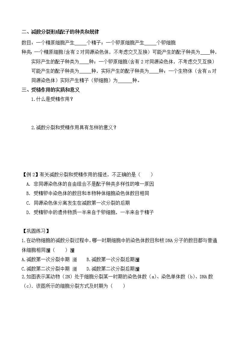 2.1 减数分裂和受精作用（二）-高一生物下学期同步教学优质学案（人教版必修2）03