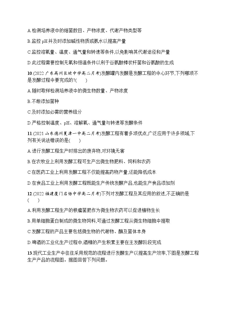 人教版高中生物选择性必修3第1章发酵工程第3节发酵工程及其应用习题含答案03