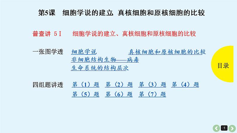 高中生物高考高考生物（全国版）一轮复习课件：第5课-细胞学说的建立、真核细胞和原核细胞的比较第1页