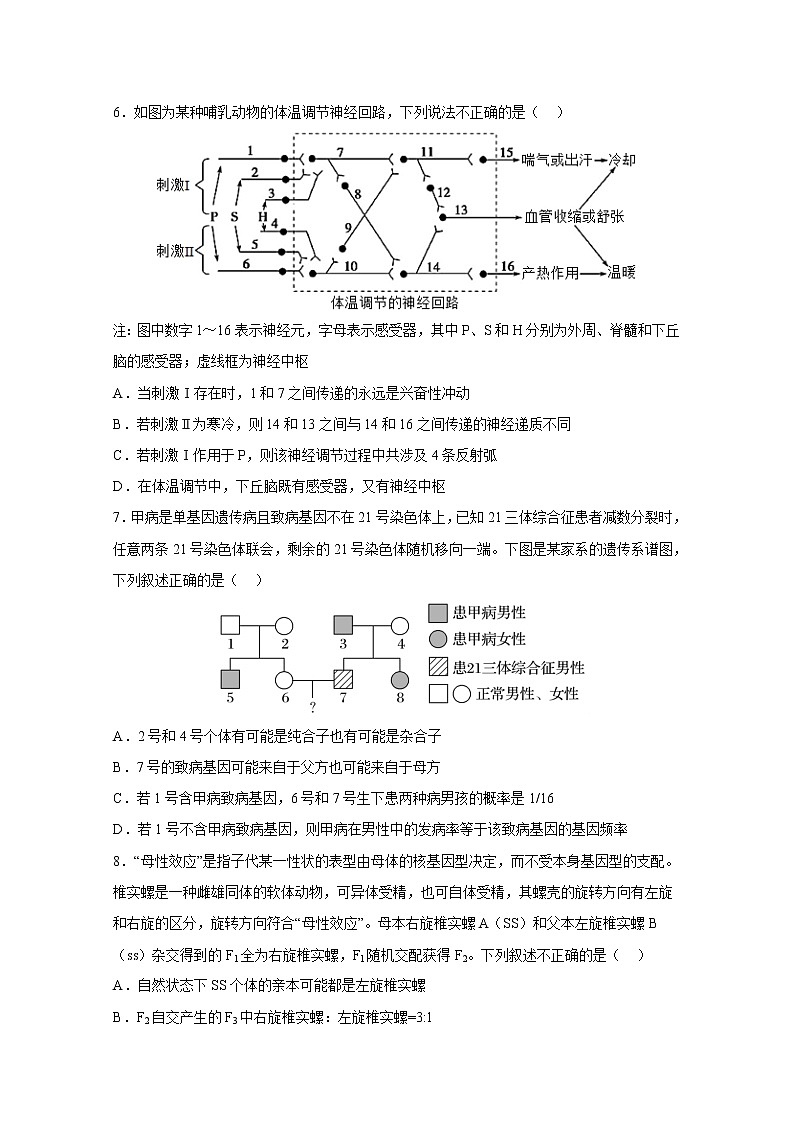辽宁省东北育才学校2022-2023学年高三生物高考适应性测试试卷（二）（Word版附解析）03