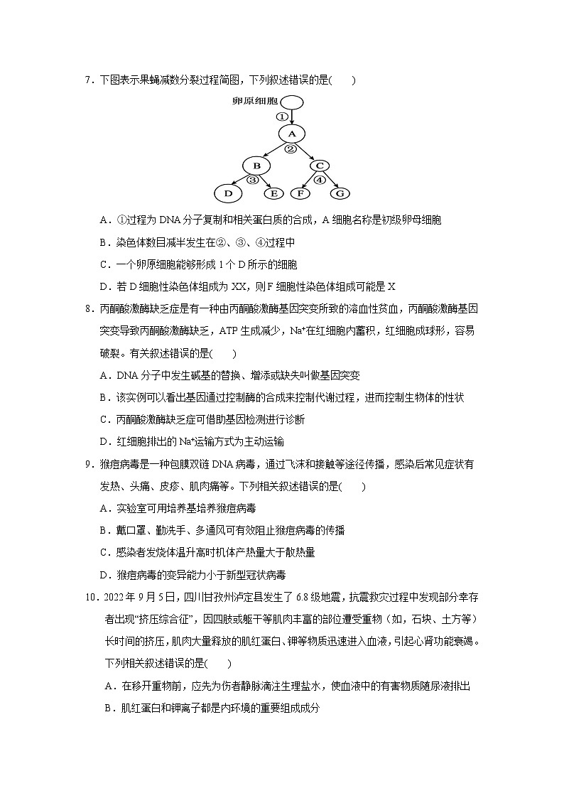 2023年普通高等学校招生全国统一考试仿真模拟试卷（一）生物试题（含答案）03