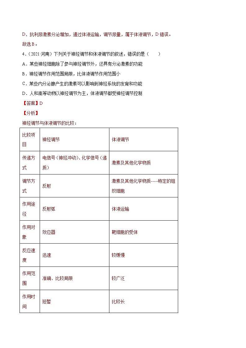 高中生物高考解密18 神经—体液—免疫（分层训练）（解析版）第3页