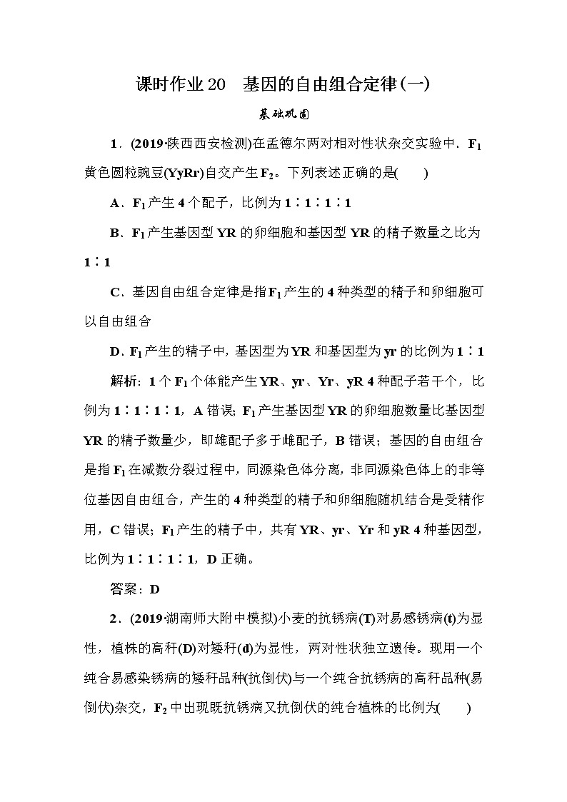 高中生物高考课时作业2001