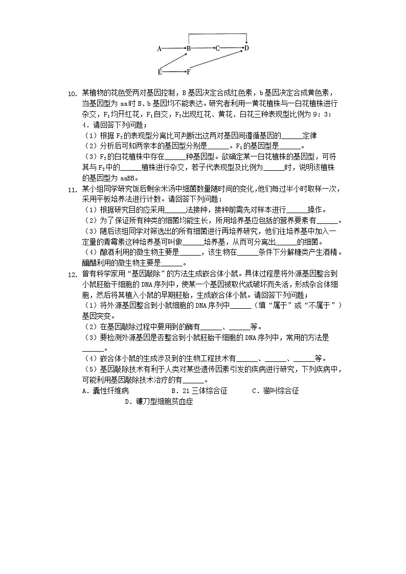 高中生物高考山西省2019年高考生物二模试卷（含解析）第3页