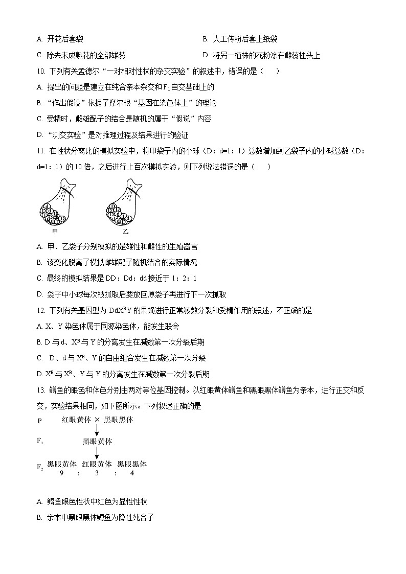 2022乐山高一下学期期末生物试题含解析03