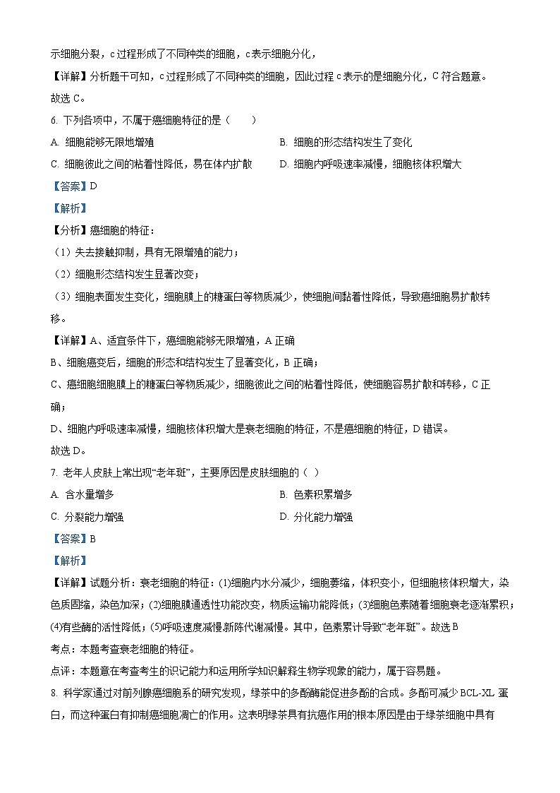 四川省内江市2021-2022学年高一下学期期末检测题生物（文）试题含解析第3页