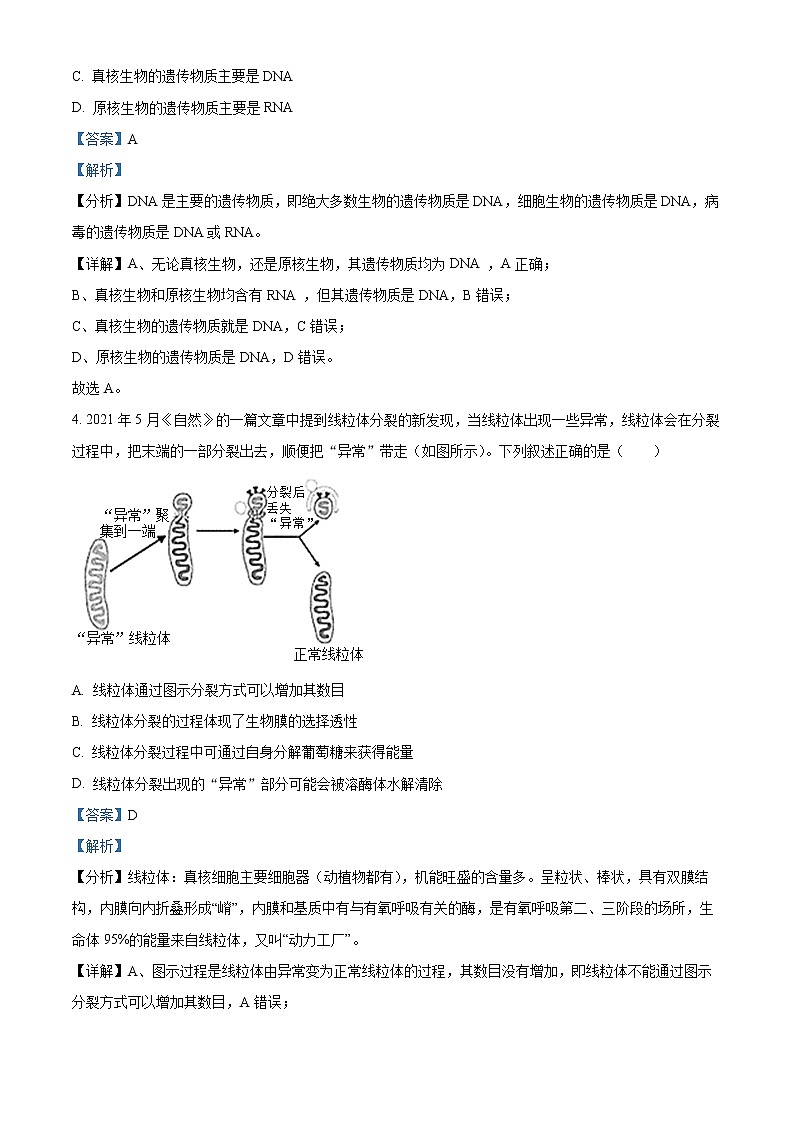 2022嘉兴高一下学期期末考试生物含解析02
