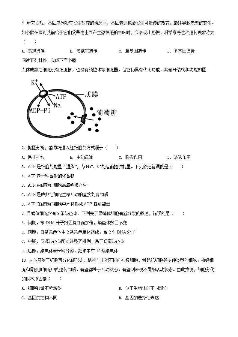2022嘉兴高一下学期期末考试生物含解析02