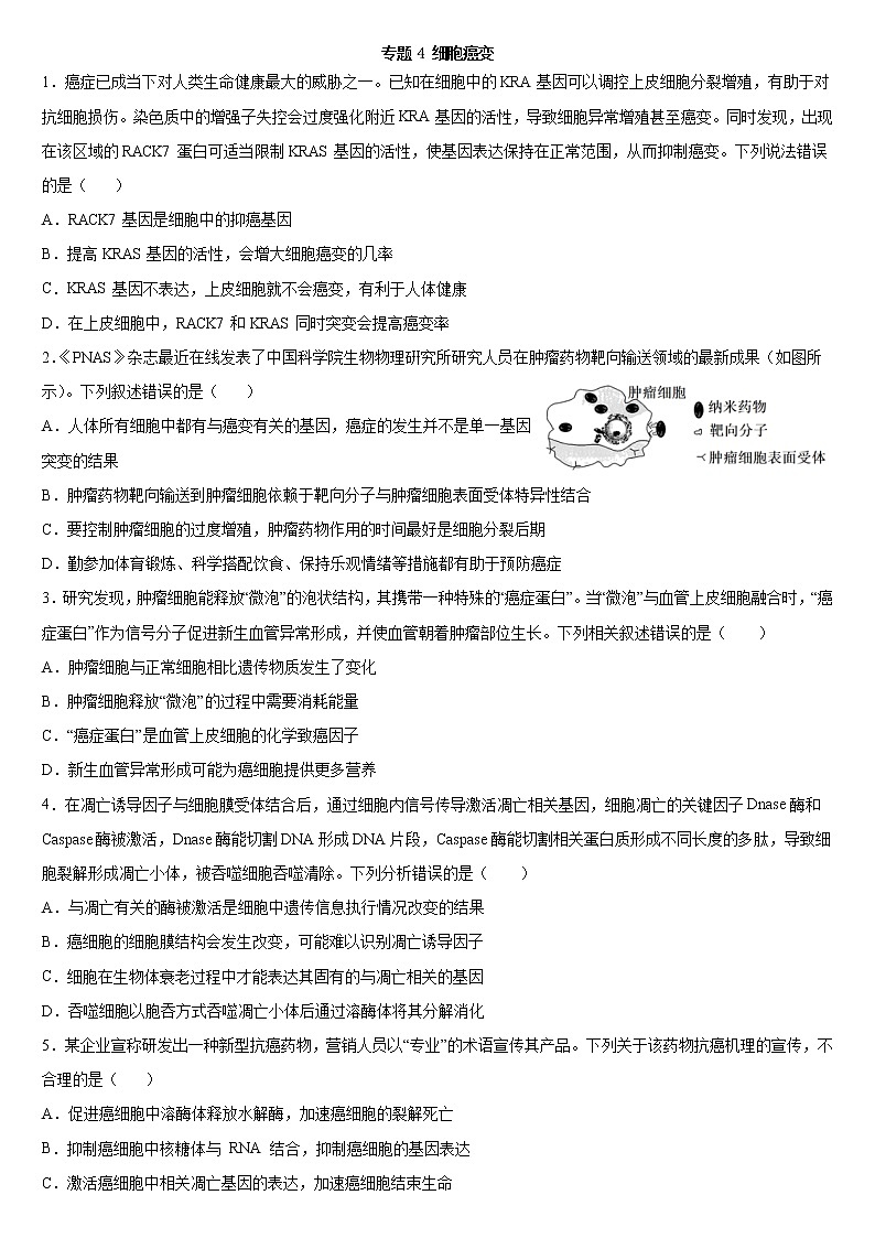 专题4 细胞癌变-备战高考生物热点知识及技巧名师精讲课件01