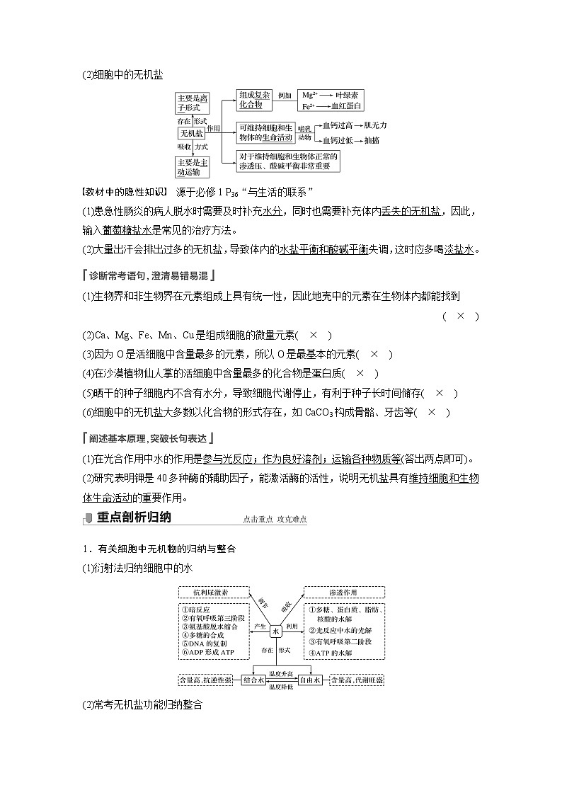 高考生物一轮复习  第1单元 第2讲　细胞中的无机物、糖类和脂质第3页