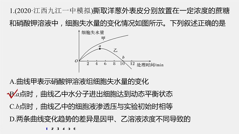 高考生物一轮复习  第2单元 强化练3　物质跨膜运输相关图形分析第4页