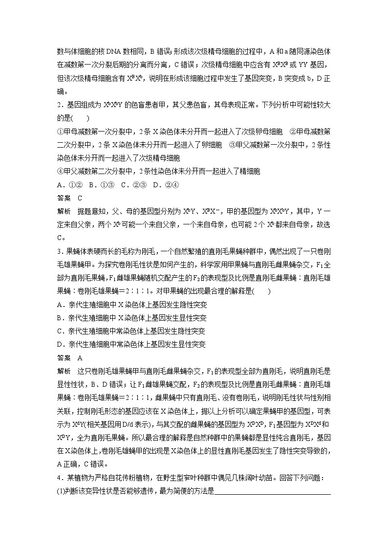 高考生物一轮复习课件+讲义  第7单元 强化练13　生物变异类型的判断02