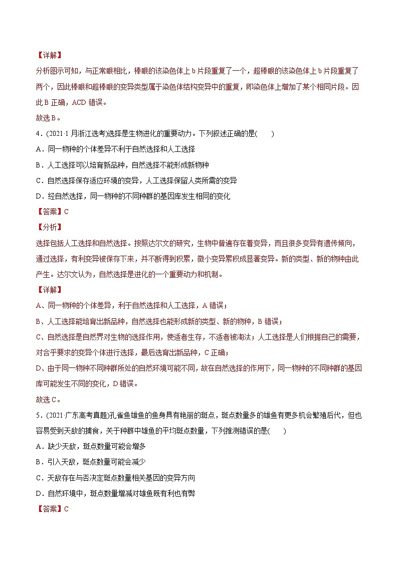 高中生物高考专题10 变异、育种与进化-2021年高考生物真题与模拟题分类训练（教师版含解析）03
