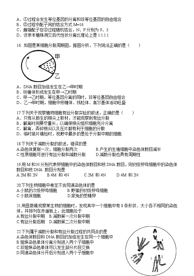 2023扬州中学高一下学期3月月考试题生物含答案第3页