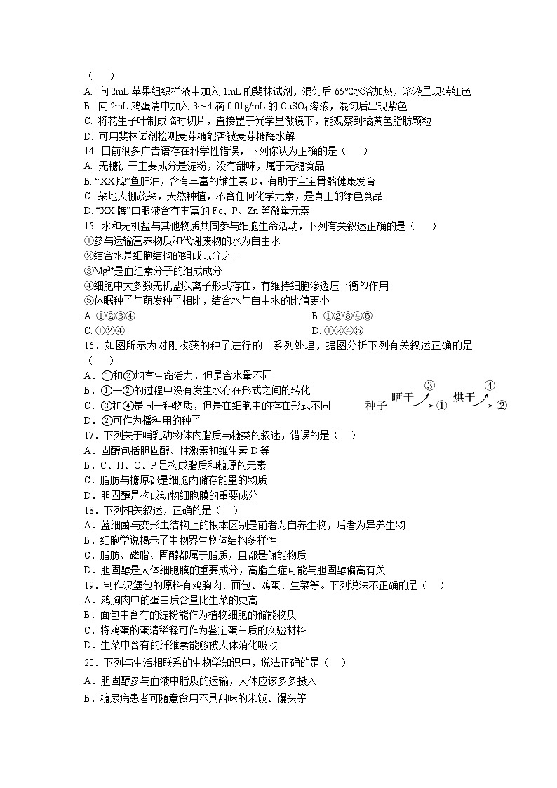 2022-2023学年江西省赣州市赣县第三中学高一上学期10月联考（月考）生物试卷含答案第3页