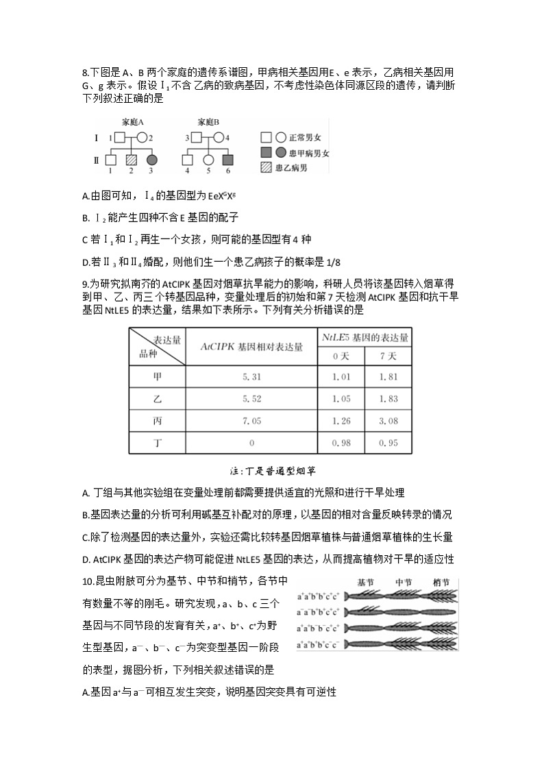 湖北省新高考联考协作体2022-2023学年高三生物下学期4月月考试题（Word版附答案）03