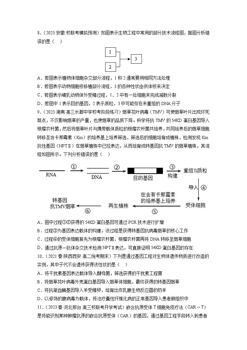 专题卷13 基因工程 -【小题小卷】冲刺高考生物小题限时集训（新高考专用）03