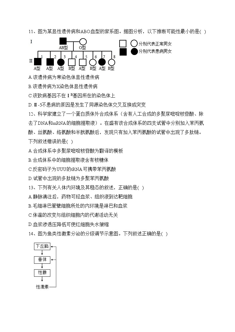 重庆市2021年普通高中学业水平选择性考试生物试卷 重庆卷（含答案）第3页