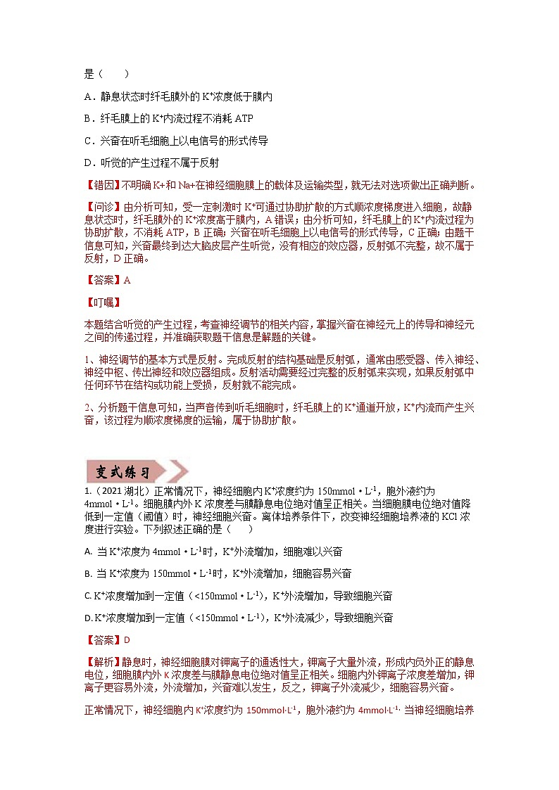 易错点12 神经调节（教师版）第2页