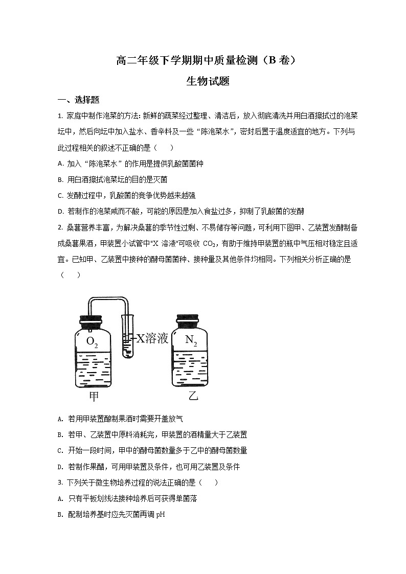 山东省临沂市2021-2022学年高二下学期期中联考生物试题第1页