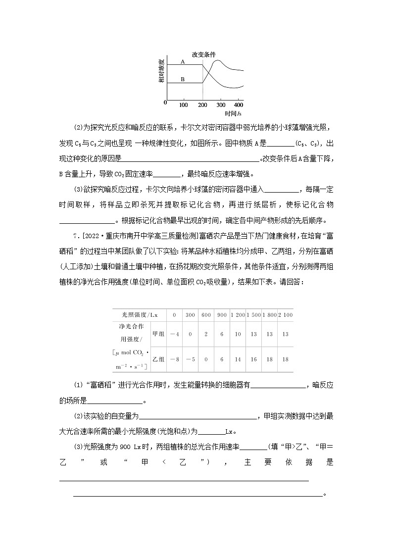 2023新教材高考生物二轮专题复习 整合训练（四）细胞呼吸和光合作用03