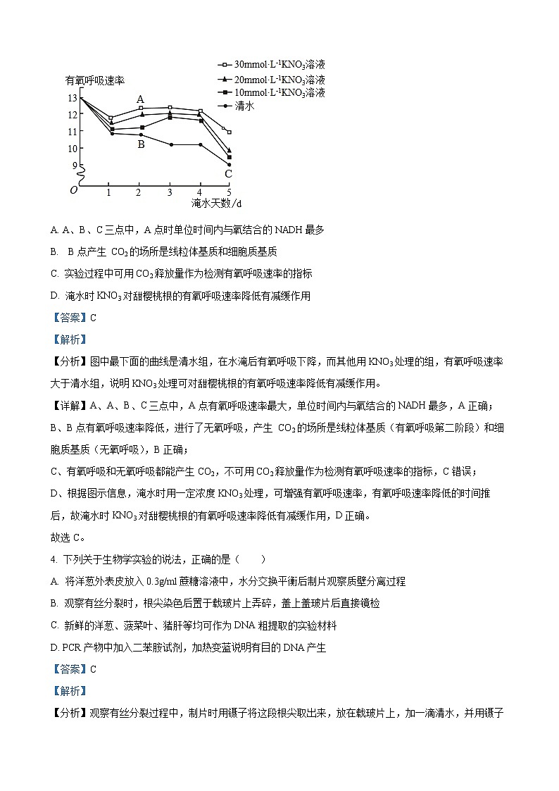 2023潍坊高三下学期3月学科核心素养测评试题生物含解析03