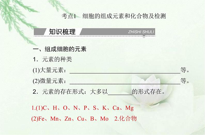 高中生物学业水平合格性考试专题一细胞的分子组成课件第3页