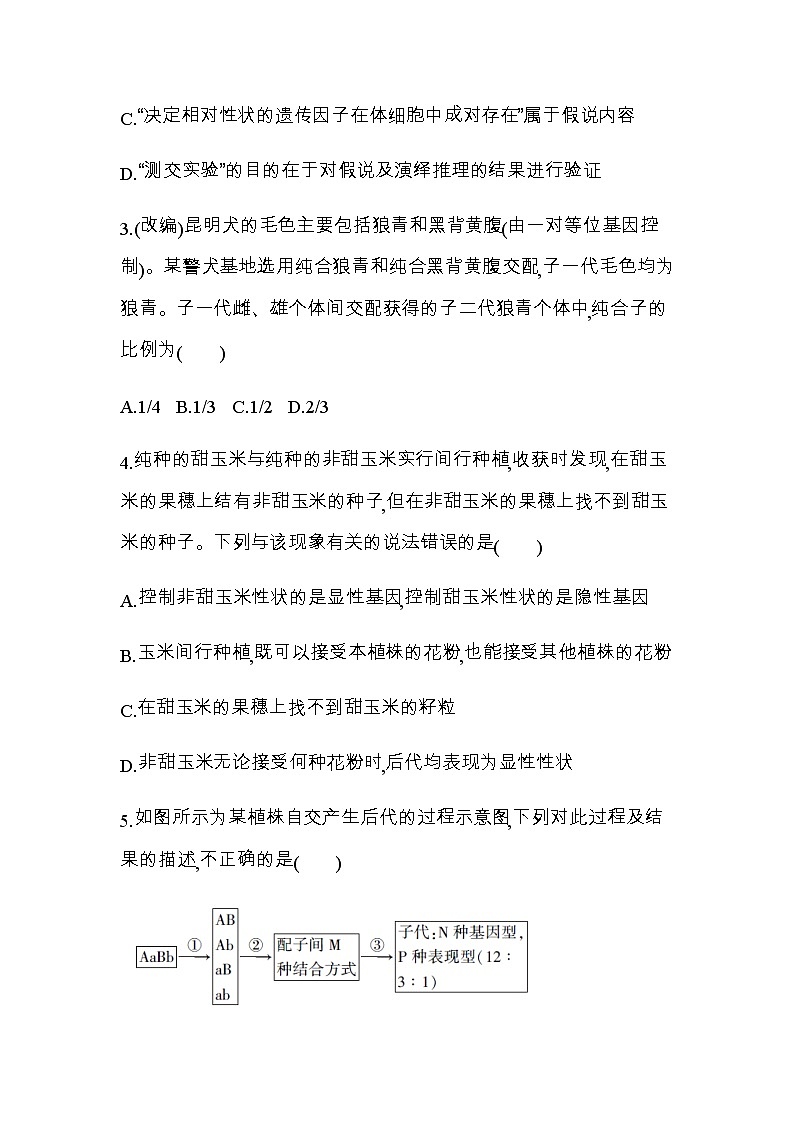 人教版高中生物必修第2册期中学业水平检测含答案02