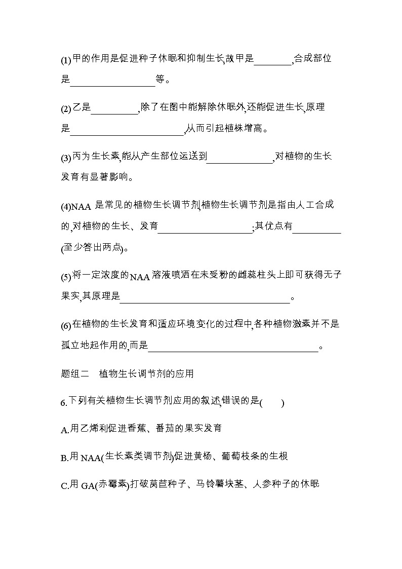 人教版高中生物选择性必修第1册第5章第3节植物生长调节剂的应用习题含答案第3页