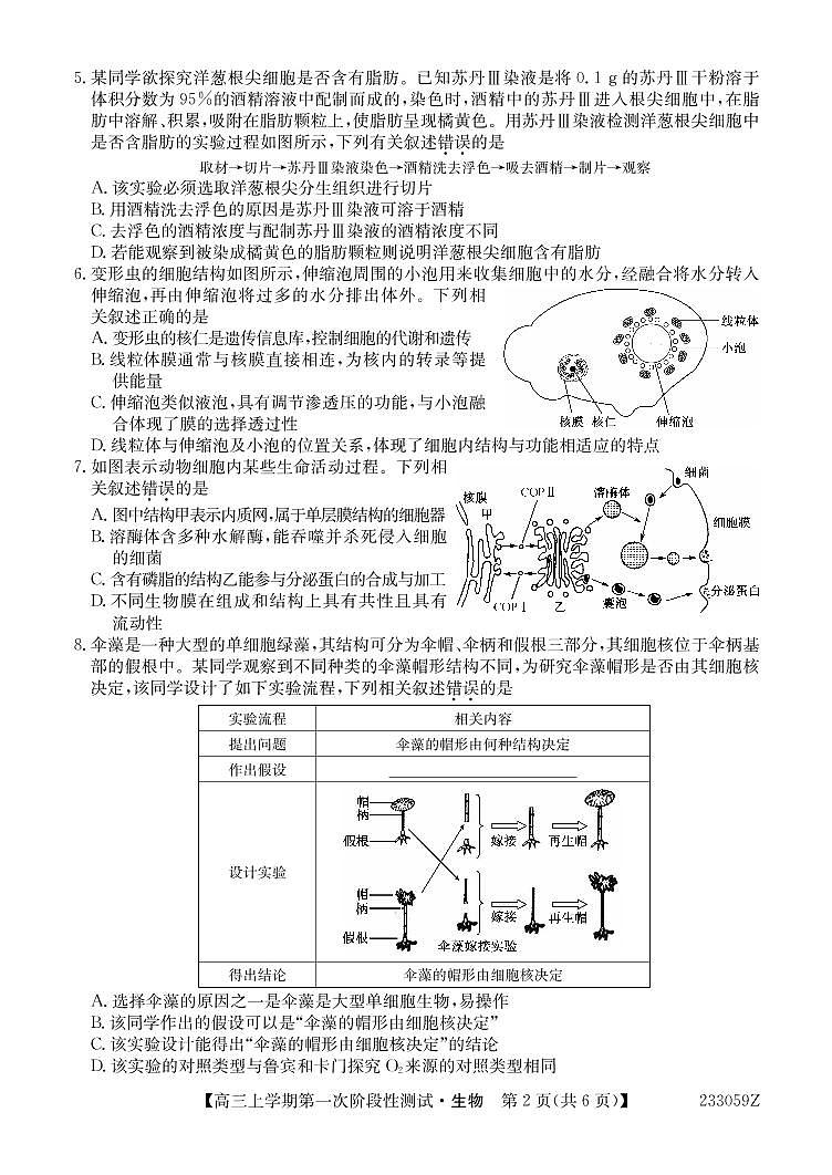 2023届安徽省皖优联盟高三上学期第一次阶段测试（月考）-生物PDF版含答案02