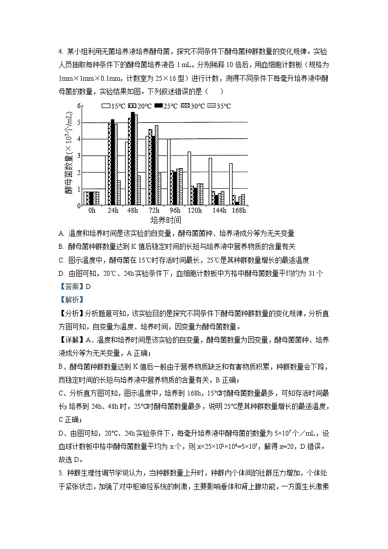2022-2023学年辽宁省实验中学等六校协作体高二下学期3月联考（月考）生物试题含解析03
