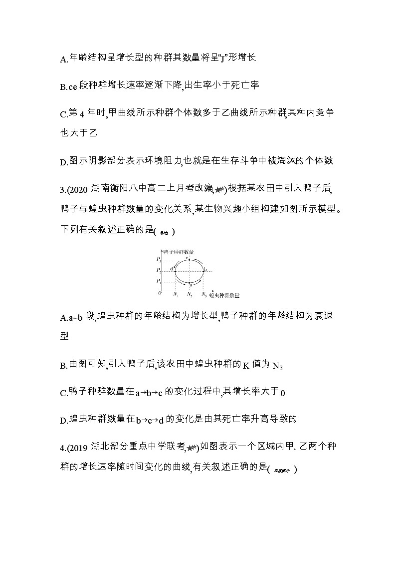 人教版高中生物选择性必修第2册专题强化练1种群数量变化的分析习题含答案02