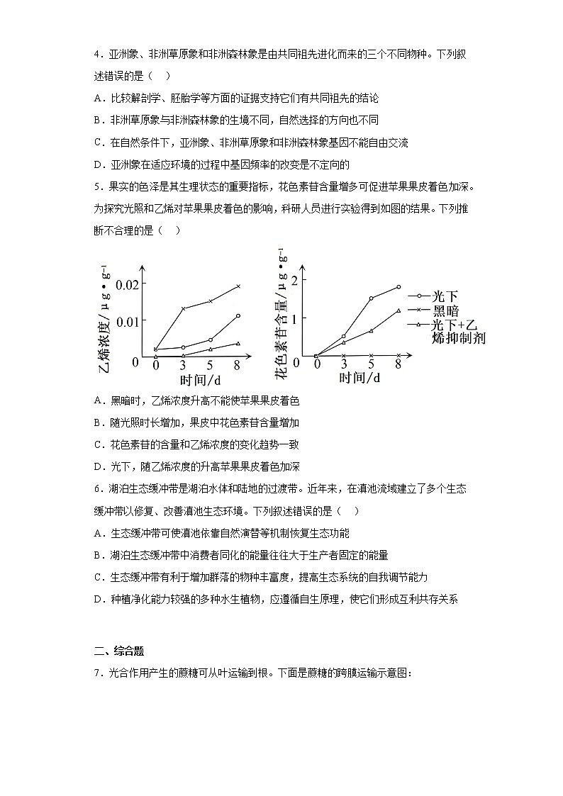 2023届云南省第二次高三复习统一检测理综生物试题（含答案）02