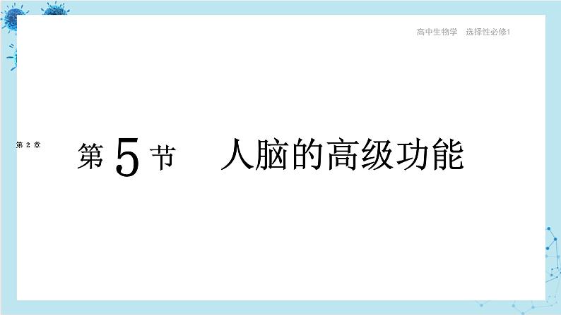 人教版高中生物选择性必修第一册·第2章- 第5节 人脑的高级功能（课件PPT）01